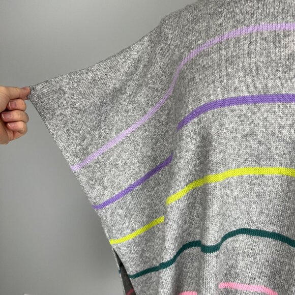 LOFT Womens Gray Striped Turtleneck Poncho Sweater Short Sleeves size XS Small - Picture 7 of 16